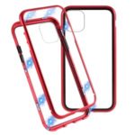 Magnetic Adsorption Metal Frame + Tempered Glass Phone Case for Apple iPhone 11 6.1 inch – Red