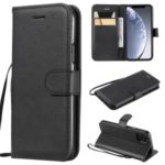 Solid Color PU Leather Wallet Phone Cover with Lanyard for iPhone 11 Pro 5.8 inch (2019) – Black