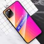 Letters Style Tempered Glass PC TPU Cell Shell Casing for iPhone 11 Pro Max 6.5 inch – Rose