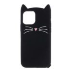 3D Mustache Cat Silicone Phone Case Covering for iPhone 11 Pro 5.8 inch – Black