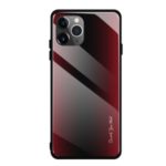 Texture Gradient PC Tempered Glass Back + Soft TPU Edge Phone Cover for iPhone 11 Pro Max 6.5 inch – Red