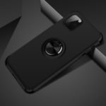 Detachable 2-in-1 Finger Ring Kickstand PC + TPU Phone Case (Built-in Magnetic Metal Sheet) for iPhone 11 6.1-inch – All Black