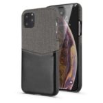 Cloth PU Leather Splicing with Card Holder PC Hard Case Shell for iPhone 11 Pro Max 6.5 inch – Black