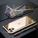 LUPHIE Magnetic Adsorption Metal + Tempered Glass Phone Case for Apple iPhone 11 Pro Max 6.5 inch – Gold