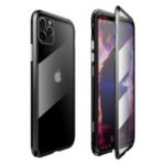 LUPHIE Double Sided Magnetic Metal + Tempered Glass Phone Cover for Apple iPhone 11 Pro 5.8 inch – All Black