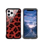 NXE Leopard Series Pattern Translucent Glass TPU Hybrid Phone Case for iPhone 11 Pro Max 6.5 inch – Red