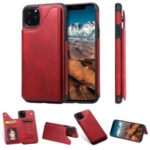 PU Leather Coated TPU Cover Phone Case with Card Slots for iPhone 11 Pro Max 6.5 inch – Red