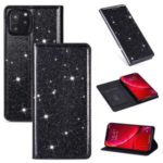 Flash Powder Stand Leather Card Holder Case for iPhone 11 Pro Max 6.5 inch – Black