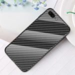 Carbon Fiber Surface Tempered Glass + PC + TPU Cell Casing for iPhone 8 Plus / 7 Plus 5.5 inch – Black Fiber