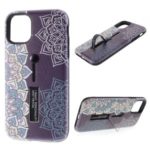 Embossment Pattern Printing TPU + Plastic Phone Case with Kickstand for Apple iPhone 11 Pro 5.8 inch – Purple