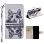 Light Spot Decor Pattern Printing Wallet Leather Case with Strap for iPhone 11 6.1 inch – Cat