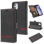 Business Style Splicing Leather Wallet Stand Case for iPhone 11 6.1 inch – Black