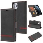 [Business Style] Splicing Wallet Stand Leather Phone Shell for iPhone 11 Pro 5.8-inch – Black
