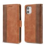 Retro Contrast Color Leather Wallet Case for iPhone 11 6.1 inch – Brown