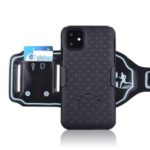 Nylon Sport Armband Woven Pattern PC Case with Kickstand Phone Cover for iPhone 11 Pro Max 6.5 inch