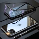 Magnetic Metal Frame + Tempered Glass Back Cell Phone Case for iPhone 11 Pro Max 6.5-inch – Black