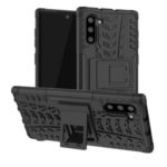 Cool Tyre Pattern PC + TPU Protective Shell with Kickstand for Samsung Galaxy Note 10/Note 10 5G – All Black