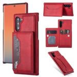 PU Leather + PC Card Holder Kickstand Phone Case for Samsung Galaxy Note 10/Note 10 5G – Red