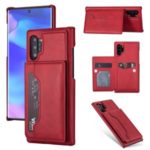 PU Leather + PC Card Holder Kickstand Phone Case for Samsung Galaxy Note 10 Plus 5G/Note 10 Plus – Red