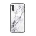 Marble Texture Tempered Glass + PC + TPU Hybrid Case for Samsung Galaxy Note 10 5G / Note 10 – White