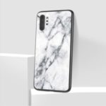 Marble Texture Tempered Glass + PC + TPU Hybrid Case for Samsung Galaxy Note 10 Plus 5G / Note 10 Plus – White