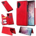 Imprint Cat and Tree PU Leather  TPU Phone Case with Kickstand and Card Slots for Samsung Galaxy Note 10 Plus / Note 10 Plus 5G – Red