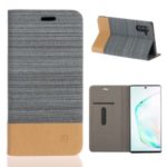 Bi-color Canvas Leather Card Holder Case with Stand Cover for Samsung Galaxy Note 10/Note 10 5G – Dark Grey