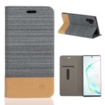 Bi-color Canvas Leather Case Card Holder Cover for Samsung Galaxy Note 10 Plus/10 Plus 5G – Dark Grey