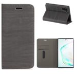 Wood Texture Auto-absorbed Flip Leather Stand Case with Card Slots for Samsung Galaxy Note 10/Note 10 5G – Grey