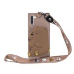 With Strap Wallet Pocket for Samsung Galaxy Note 10 / Note 10 5G TPU+Silicone+Nylon Cover – Brown Bear