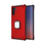 Armored PC + TPU Finger Ring Holder Phone Cover for Samsung Galaxy Note 10 5G/Note 10 – Red