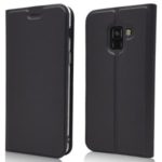 Magnetic Adsorption Leather Card Holder Phone Case for Samsung Galaxy A8 (2018) – Black