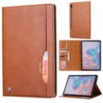 Auto-absorbed PU Leather Wallet Tablet Case with Stand for Samsung Galaxy Tab S6 T860 T865 – Brown