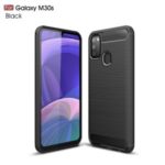 Carbon Fibre Brushed TPU Case Phone Cover for Samsung Galaxy M30s – Black