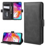 Magnetic Clasp Leather Wallet Stand Phone Case for Samsung Galaxy A20s – Black