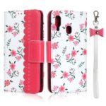 Pattern Printing PU Leather + TPU Cover Shell for Samsung Galaxy A20e – Red