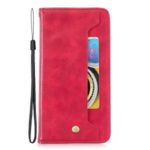 Pure Color Leather Wallet Stand Mobile Cell Cover for Samsung Galaxy A30 / A20 – Red