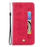 Pure Color Leather Wallet Stand Cell Cover for Samsung Galaxy A20e – Red