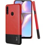 For Samsung Galaxy A20s IMAK Ruiyi Series PU Leather Coated PC Cover + Explosion-proof Screen Film –  Red/Black