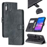 Wallet Leather Stand Shell Case for Huawei Y6 (2019, with Fingerprint Sensor)/Y6 Pro (2019)/Honor 8A/Enjoy 9e (with Fingerprint Sensor) – Black