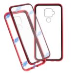 Detachable Magnetic Metal Frame + Glass Full Protective Back Cover Phone Casing for Huawei Mate 30 Lite / nova 5i Pro – Red
