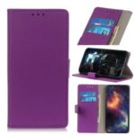 Wallet Leather Stand Shell Case for Motorola Moto E6 Plus – Purple