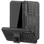 Cool Tyre Pattern PC + TPU Hybrid Phone Case with Kickstand for Xiaomi Mi CC9e/Mi A3 – All Black