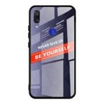 Cool Letters Pattern Tempered Glass PC TPU Protective Shell for Xiaomi Redmi Note 7/7S/7 Pro (India) – Purple