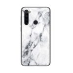 Marble Texture Tempered Glass + PC + TPU Combo Case for Xiaomi Redmi Note 8 – White