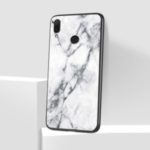 Marble Texture Tempered Glass + PC + TPU Hybrid Case for Xiaomi Redmi Note 7 / Note 7 Pro (India) / Note 7S – White