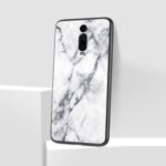 Marble Pattern Tempered Glass Back Phone Hybrid Case for Xiaomi Redmi K20 Pro/K20/Mi 9T Pro/Mi 9T – White