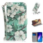 Pattern Printing Leather Wallet Cover Case with Strap for Xiaomi Redmi Note 8 – Flower and Leaf