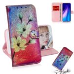 Printing Leather Phone Shell for Xiaomi Redmi Note 8 – White Flowers