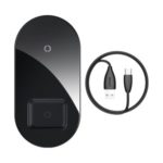 BASEUS 2-in-1 Qi Wireless Charger 15W Charger Station for iPhone Airpods etc. – Black
